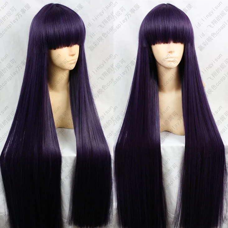 

Sailor Moon Sailor Mars Rei Hino 100CM Long Straight Purple Black Heat Resistant Synthetic Hair Cosplay hairwear