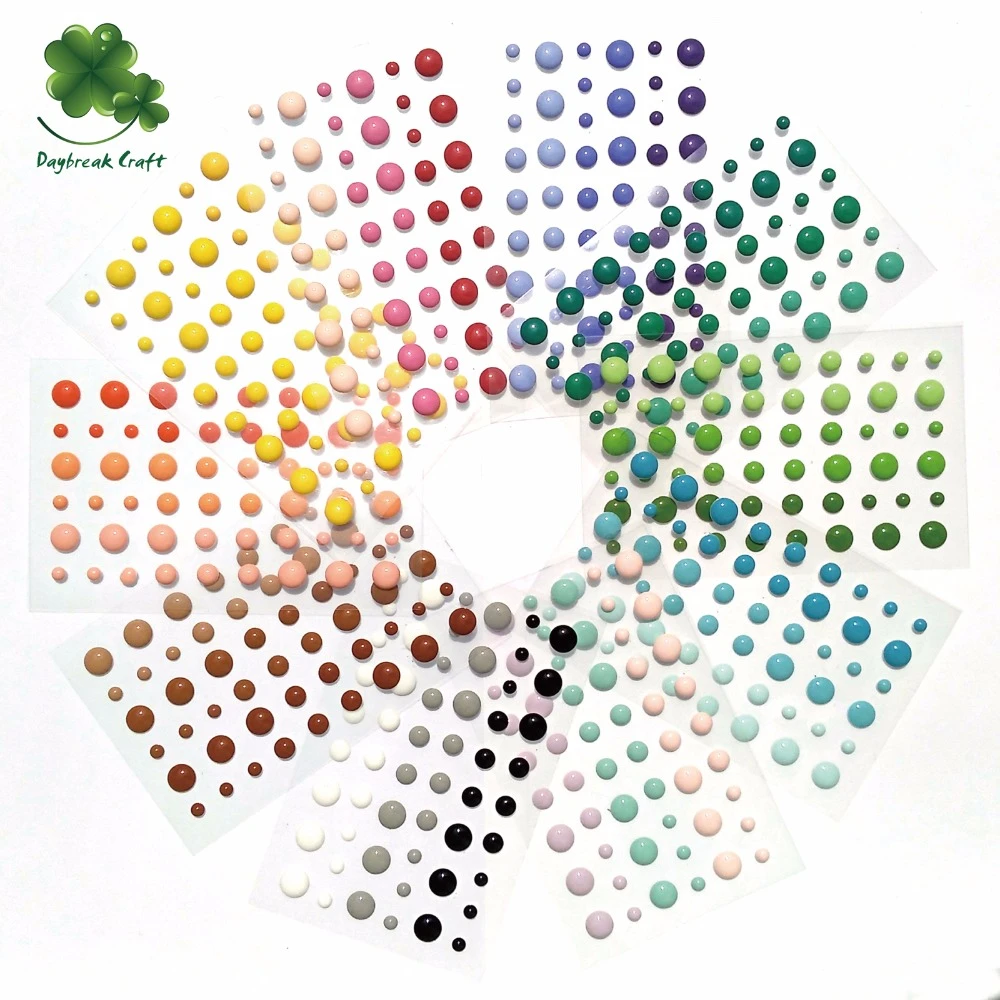 (Pack of 10) 54pcs/Sheet Round Assorted Size Self Adhesive Enamel Dots