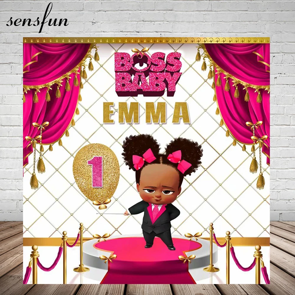 Sensfun Boss Baby Shower 1st Birthday Party Backdrop For Girls Hot Pink White Gold Theme Backgrounds For Photo Studio 7x5ft Background Aliexpress