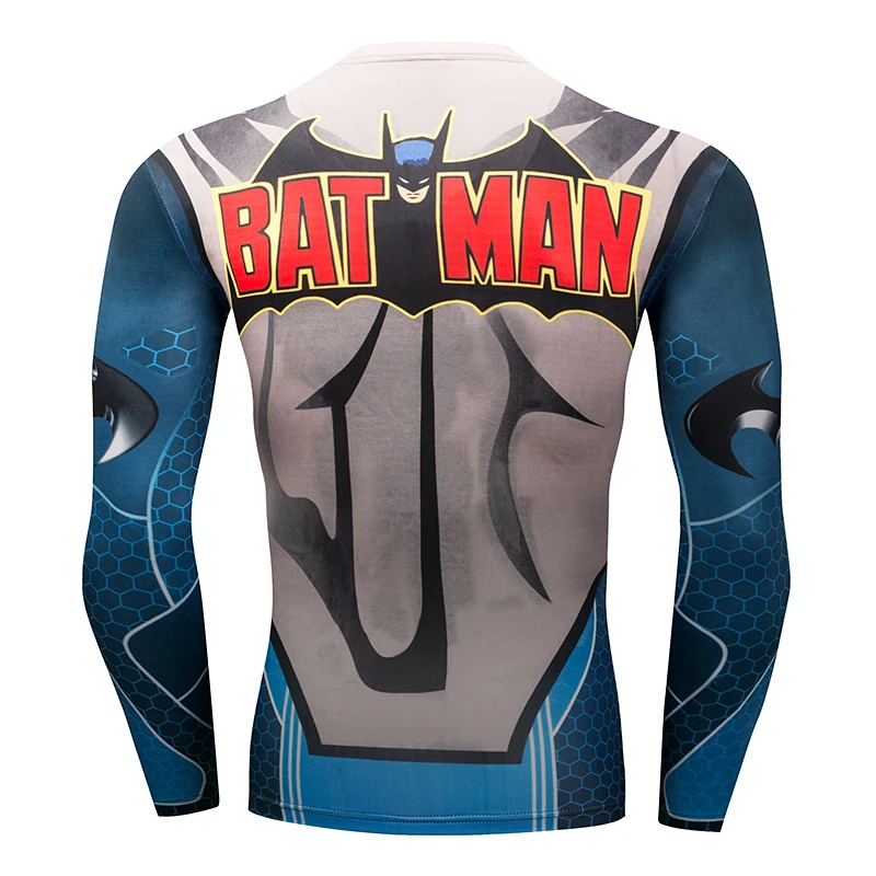 Компрессионная рубашка Бэтмен против Супермена с 3D принтом Футболки мужские реглан с длинным рукавом Косплей Костюм Одежда Мужской Топ для фитнеса