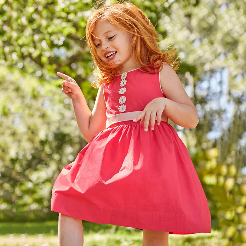 Стильная Брендовая детская одежда в европейском стиле платье для девочек детское платье без рукавов из чистого хлопка