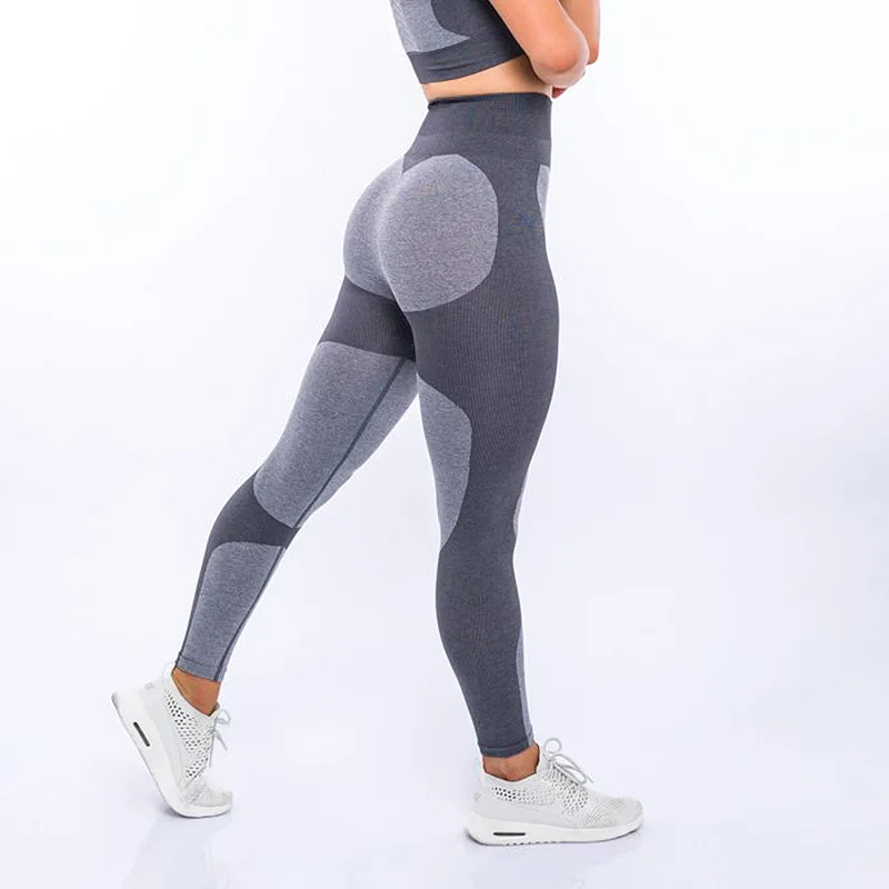 Push Up Бесшовные персик леггинсы для кардиотренировок Для женщин для хлопка штаны пэчворк спортивные тренировки Фитнес дышащие брюки