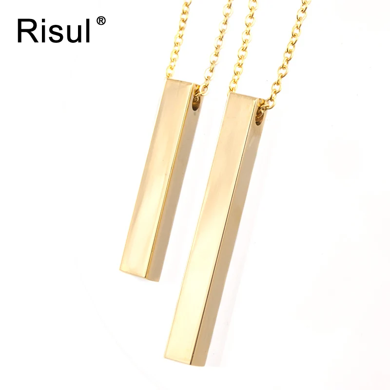 

Risul Women Blank Bar Pendant Necklace mantra Bar Diy print ID Letter Charm Statement choker mirror polish Stainless steel 50pcs