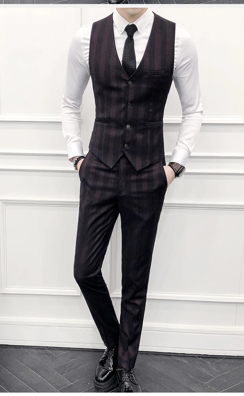 Приталенный двубортный костюм новейший дизайн пальто брюки обтягивающие мужские костюмы на выпускной в полоску Свадебный костюм Homme Lux 3 предмета