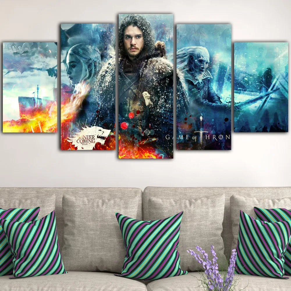 5 штук Игра престолов плакаты и принты Холст Картина куадро Decoraci N Dormitorio Tableau Toile