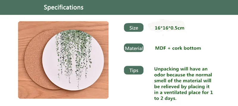 CFen A's мягкое дерево растение Печать Круглый горячий горшок хлопок место коврики чаши коврик прихватка коврик для кухонного стола коврик для чайника подставка 1 шт