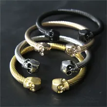 1 шт. поддержка Прямая поставка дизайн рок человек череп браслет 316L из нержавеющей стали модный браслет байкера