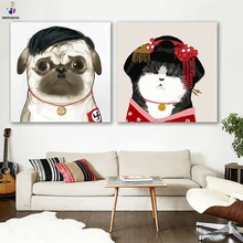 DIY цветные картинки по номерам с цветами мой император базар китайский кот Картина Рисунок Живопись по номерам Обрамленный дом