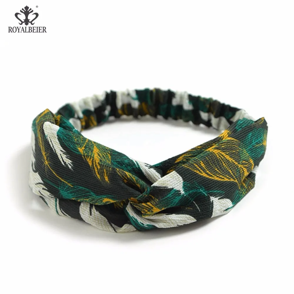 

ROYALBEIER New Cute Knot Plastic Hairbands Headbands for Women Girls Fabric Floral Print Hairband Wide Hair Band Accessories