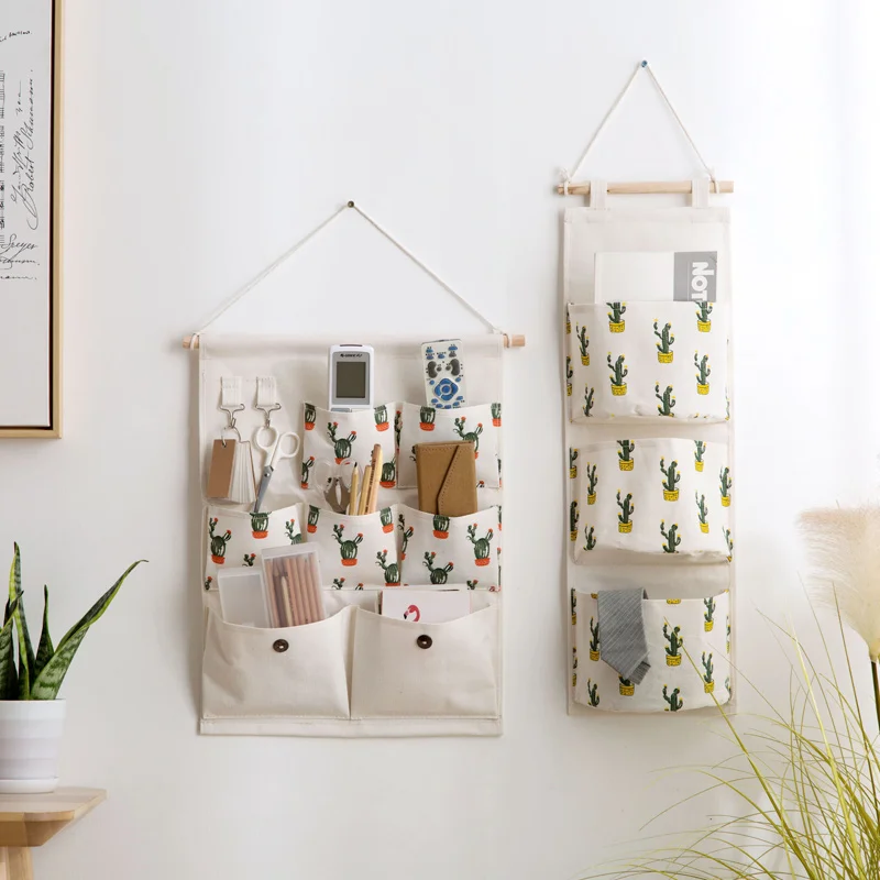 Cotton Storage Bag Hanging Wall Multilayer Dormitory Door Hanging Pocket Decor Pocket Pouch