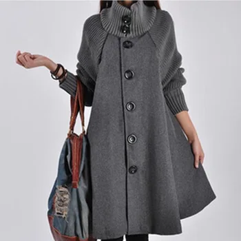 Bigsweety Winter Warm Windbreaker Women Wool Coat Cloak knitted Long-sleeved Trench Coat Womens Clothing Single-breasted Outwear 1