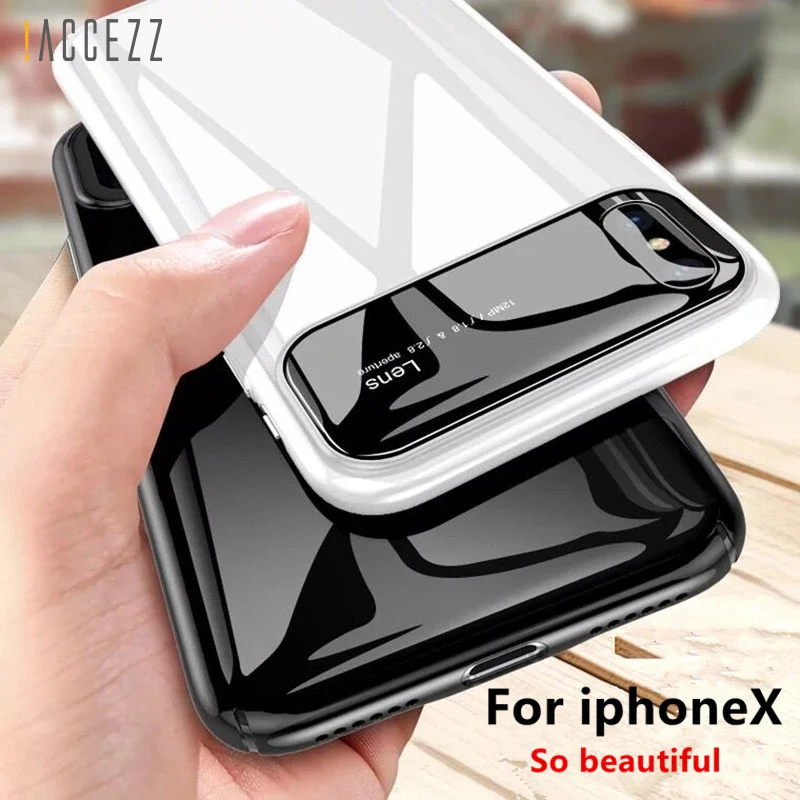 

Luxury Case For iphone X 7 8 Plus 10 Tempered Glass Hard PC Hybrid Armor Cases For iphonex 10 Anti Knock Protective Phone Cover