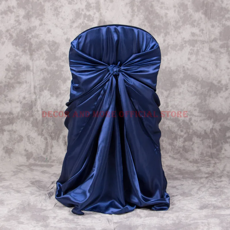 50 шт. декоративная атласная накидка на стул для свадебного банкета отеля, белая черная красная шелковая шаль, универсальные чехлы на стулья - Цвет: NAVY BLUE