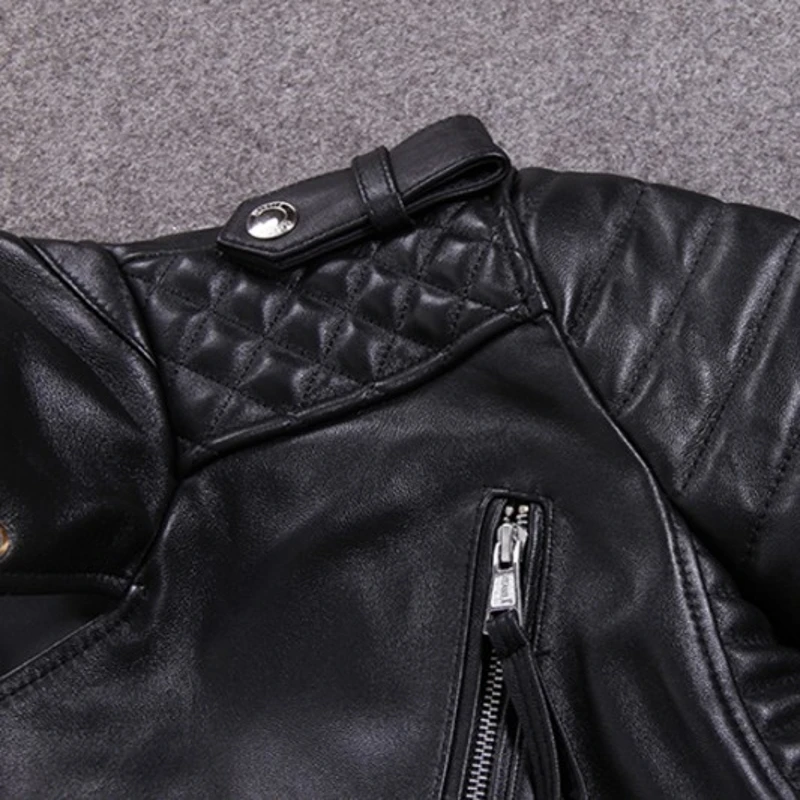 Роскошные черные брендовые Классические Куртки из натуральной овчины больших размеров, мужские Куртки из натуральной кожи, модные облегающие байкерские куртки для мужчин