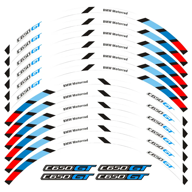 Колеса мотоцикла таблички наклейки обода в полоску спереди и сзади колеса для BMW C650GT