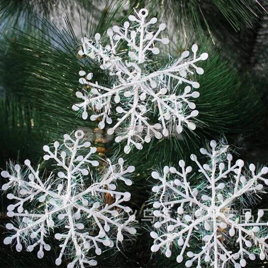 3pcs/lot 11cm White Plastic Christmas Snowflake Tree Window Christmas Decorations For Home Christmas Ornament