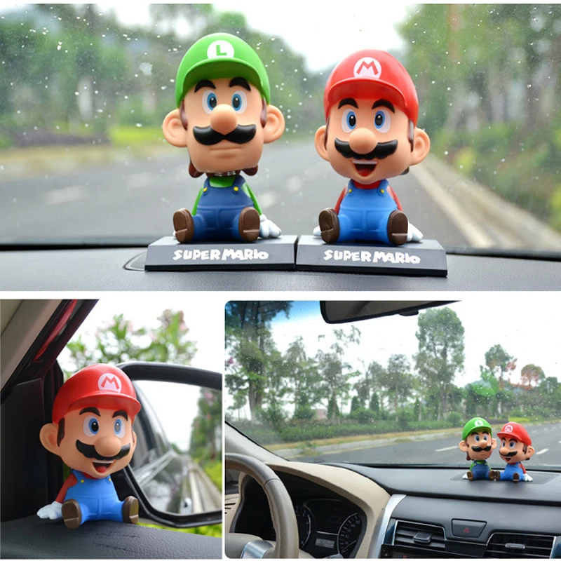 Забавный кукольный автомобиль Super Mario Bros, Игрушечная модель, милые Автомобильные украшения, автомобильные аксессуары для интерьера, детский подарок