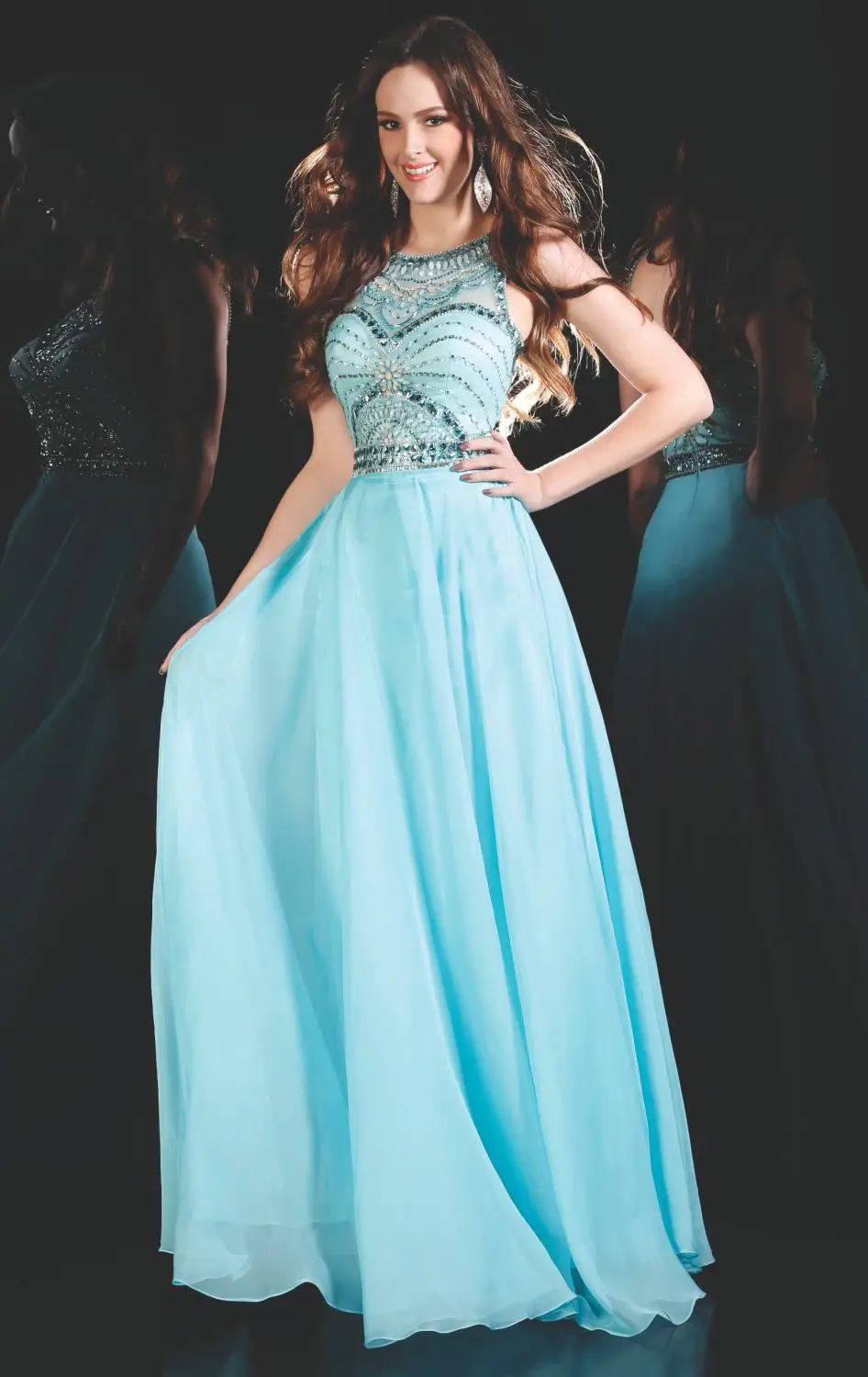 2016 New Beaded Collar Prom Dresses Luxury Chiffon A Line Backless