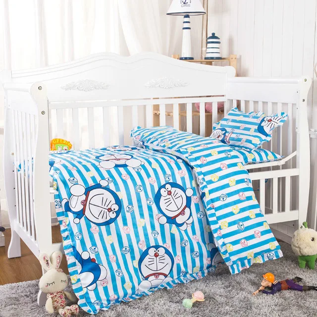

3Pcs Cotton Baby Bedding Set Cute Cartoon Baby Crib Bedding Set Include Duvet Cover Mattress Cover Pillowcase