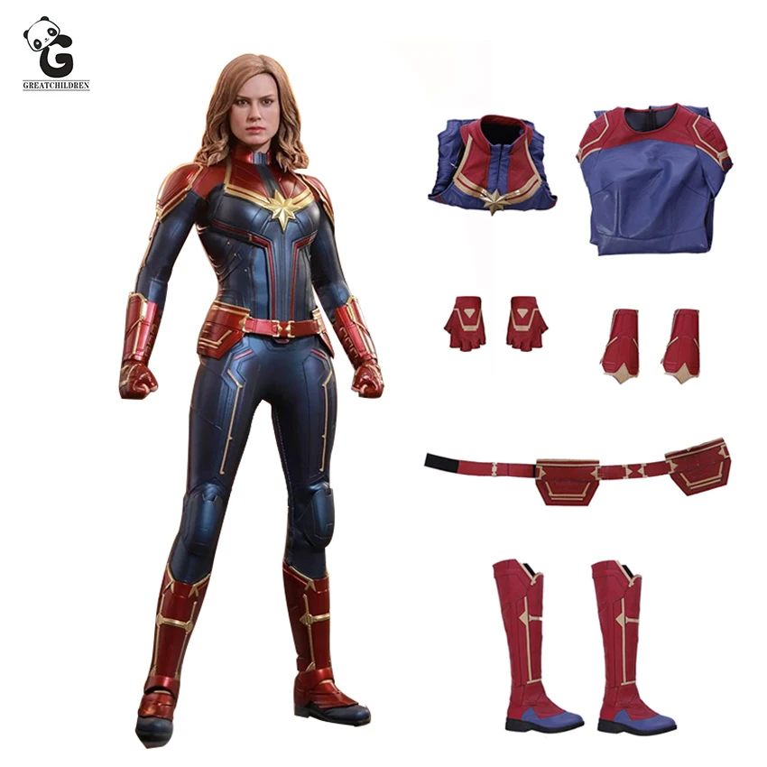 Captain Marvel Costume PU Endgame Cosplay Women Quantum Suit Carol Danvers Costumes Halloween Costumes for Women Disfraz Mujer Captain Marvel Costume PU Endgame Cosplay Women Quantum Suit Carol Danvers Costumes Halloween Costumes for Women Disfraz Mujer
