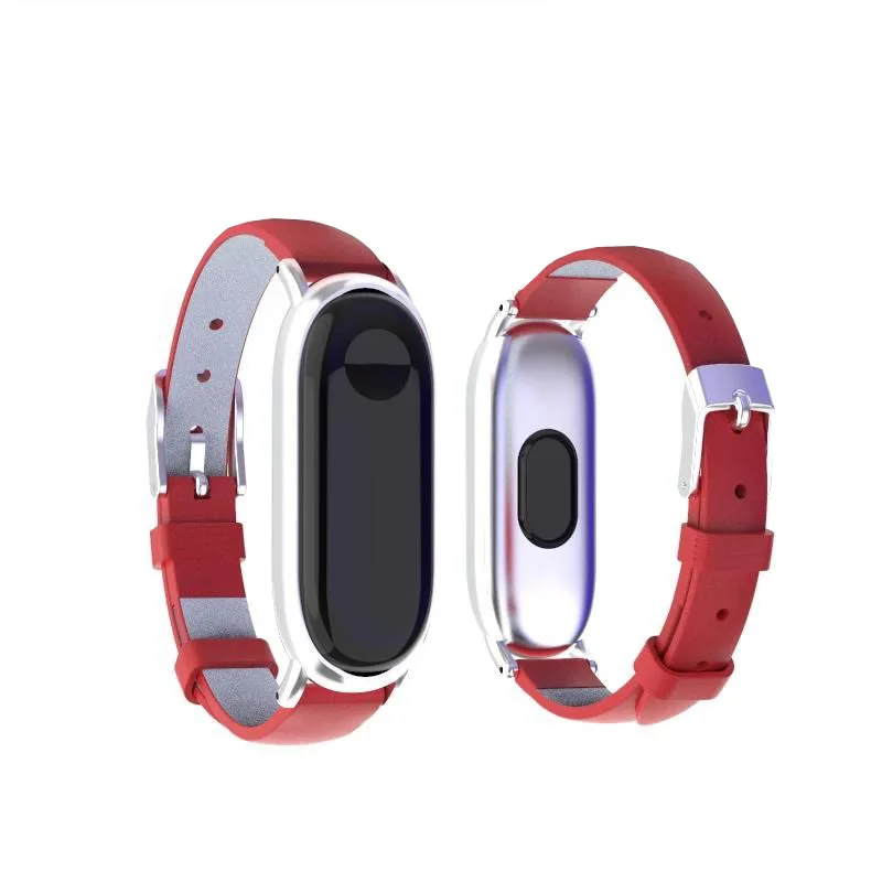

2019 new for Mi band3 bracelet metal body leather strap replacement bracelet wristband for xiaomi smart bracelet 3