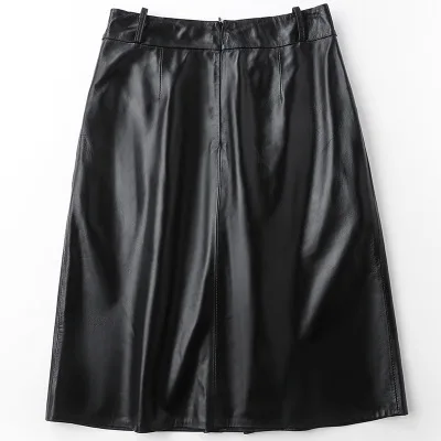 

Sheepskin Half-length A-line Leather Skirt