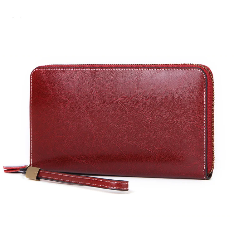 

RFID Blocking women Purses Long Zipper Genuine Leather Ladies Clutch Bags With Cellphone Holder High Quality Card Holder Wallet