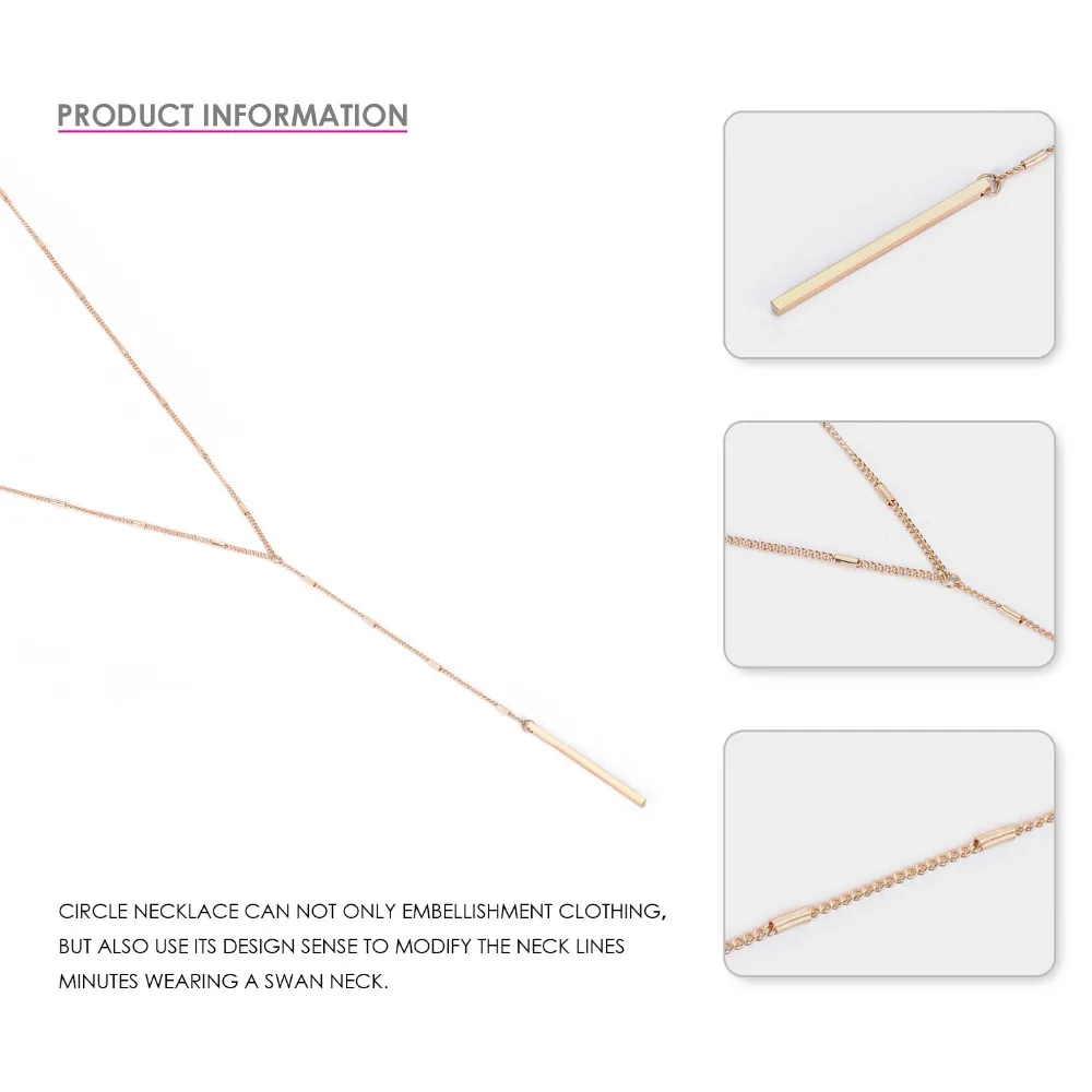 e-Manco Simple Stick Pendant Necklaces for Women Long Strip Choker Necklace collier Femme Statement Jewelry Gifts for Friendship