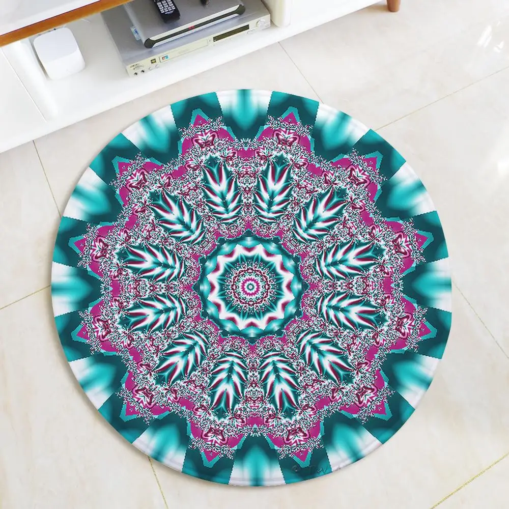 Круглый фланелевый Коврик для йоги с принтом мандалы подкладка для кофейного столика супер мягкий коврик для гостиной, спальни, кабинета, украшения, Противоскользящий коврик для пола