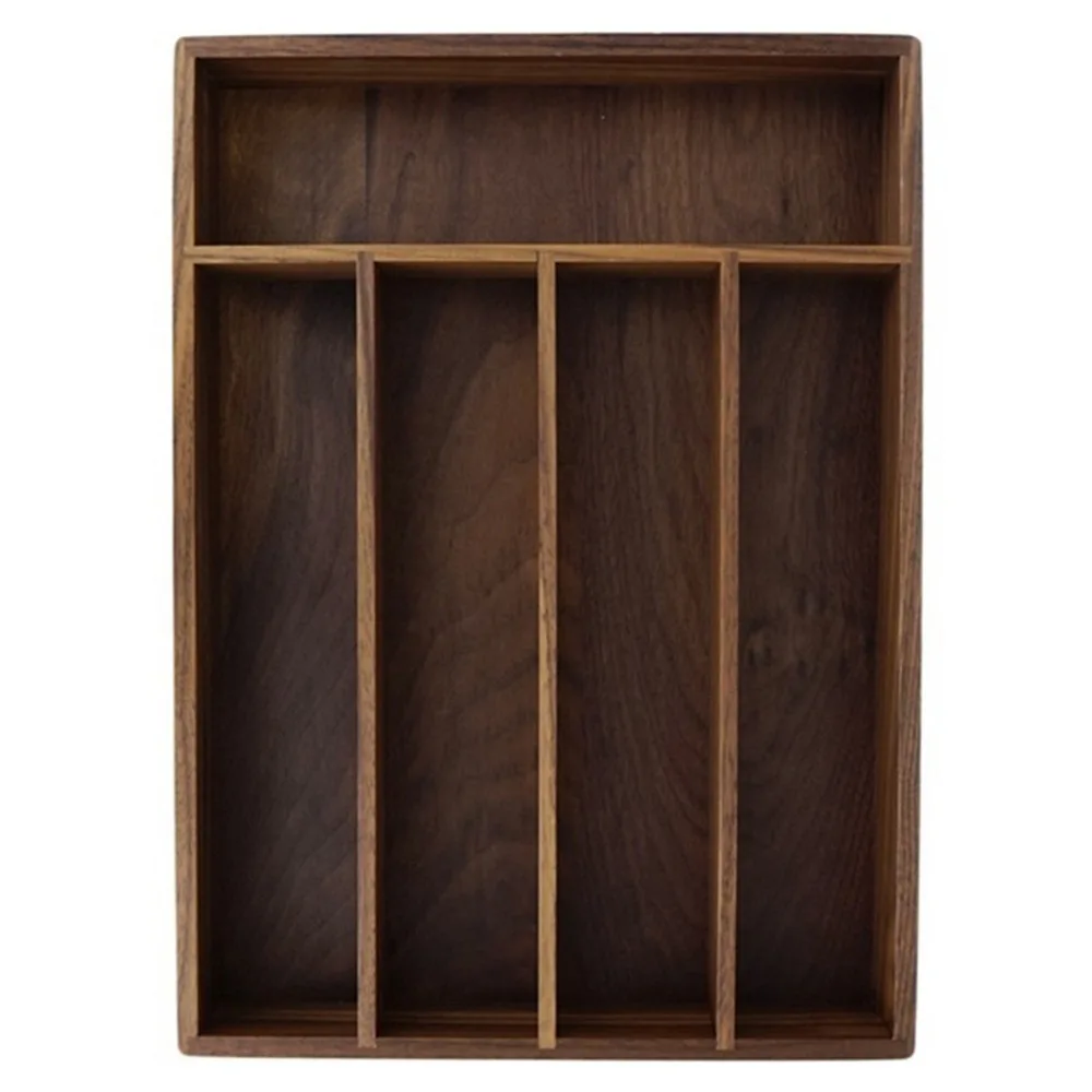 

Dropshipping New Non-Retractable Black Walnut Storage Box Solid Wood Cutlery Storage Western Drawer