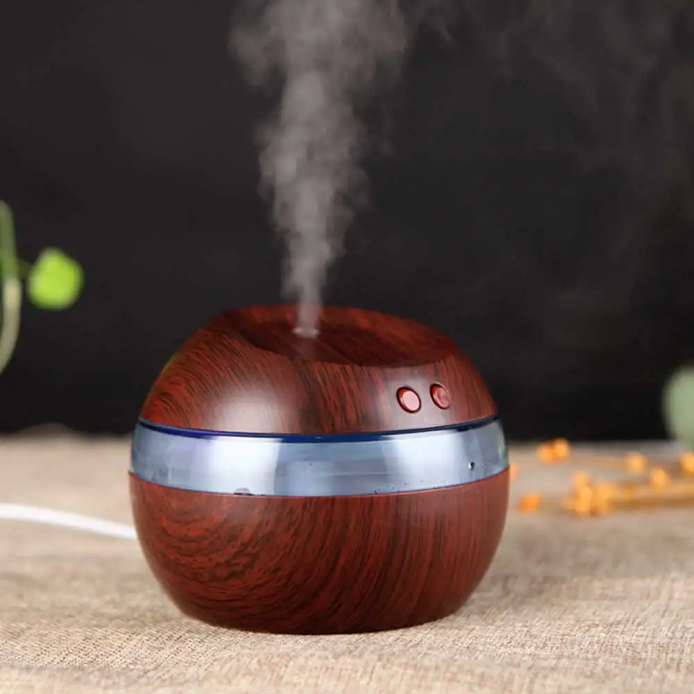 

290ML Wood Grain Air Humidifier Essential Oil Aroma Diffuser with Night Light Electric Ultrasonic Mist Maker for Home Office