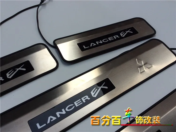 Для 2010-2013 Mitsubishi Lancer/Lancer X/Lancer Evo с синим светодиодный светильник высокого качества из нержавеющей стали Накладка/дверной порог