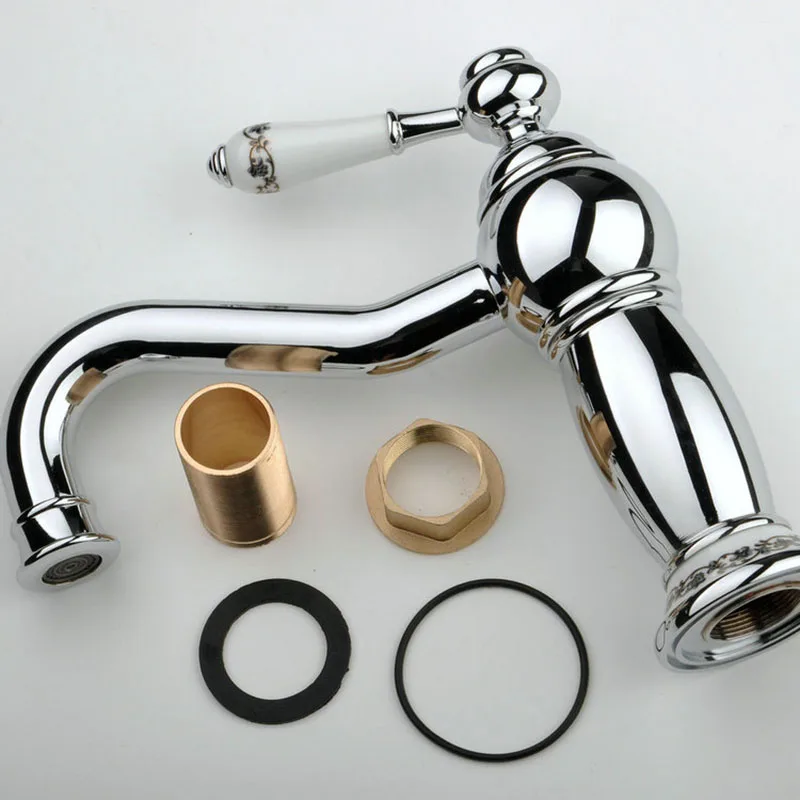 SRJ High Quality Bathroom Faucet Cold And Hot Water Wash Basin Tap Brass Single Handle Bright Silver Faucet Mixer Tap SRJ High Quality Bathroom Faucet Cold And Hot Water Wash Basin Tap Brass Single Handle Bright Silver Faucet Mixer Tap