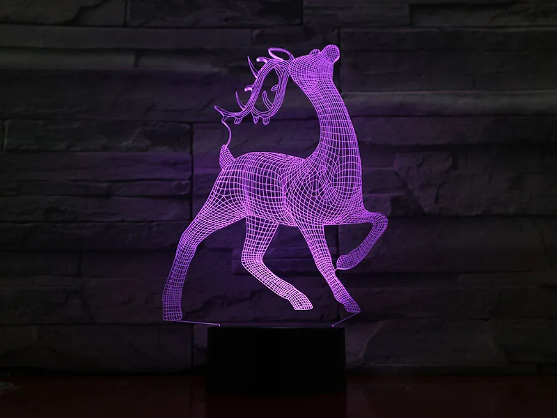 

GX1277 7 Colorful USB 3D Christmas Deer Bedroom Office Home Decoration Desk Table Lamp Child Night Lights Christmas Gift