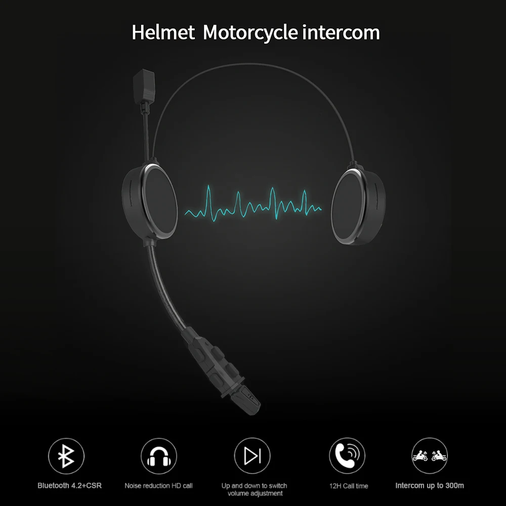 EJEAS E300 Bluetooth 4 2 мотоциклетный шлем наушники домофон AUX 40 мм динамик подключение