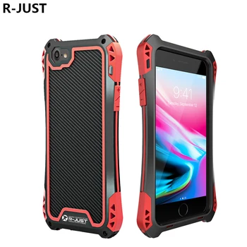 

R-Just For iPhone 8 Case Cover Luxury Metal Aluminum Silicone Hybrid Shockproof Hard Armor Phone Case for iPhone 7 Cover Funda