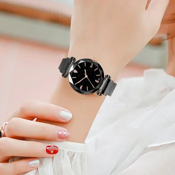 

Top Brand Star Watch For Women Rose Gold Mesh Magnet Starry Sky Quartz Wristwatch Ladies Wrist Watches relogio feminino @5