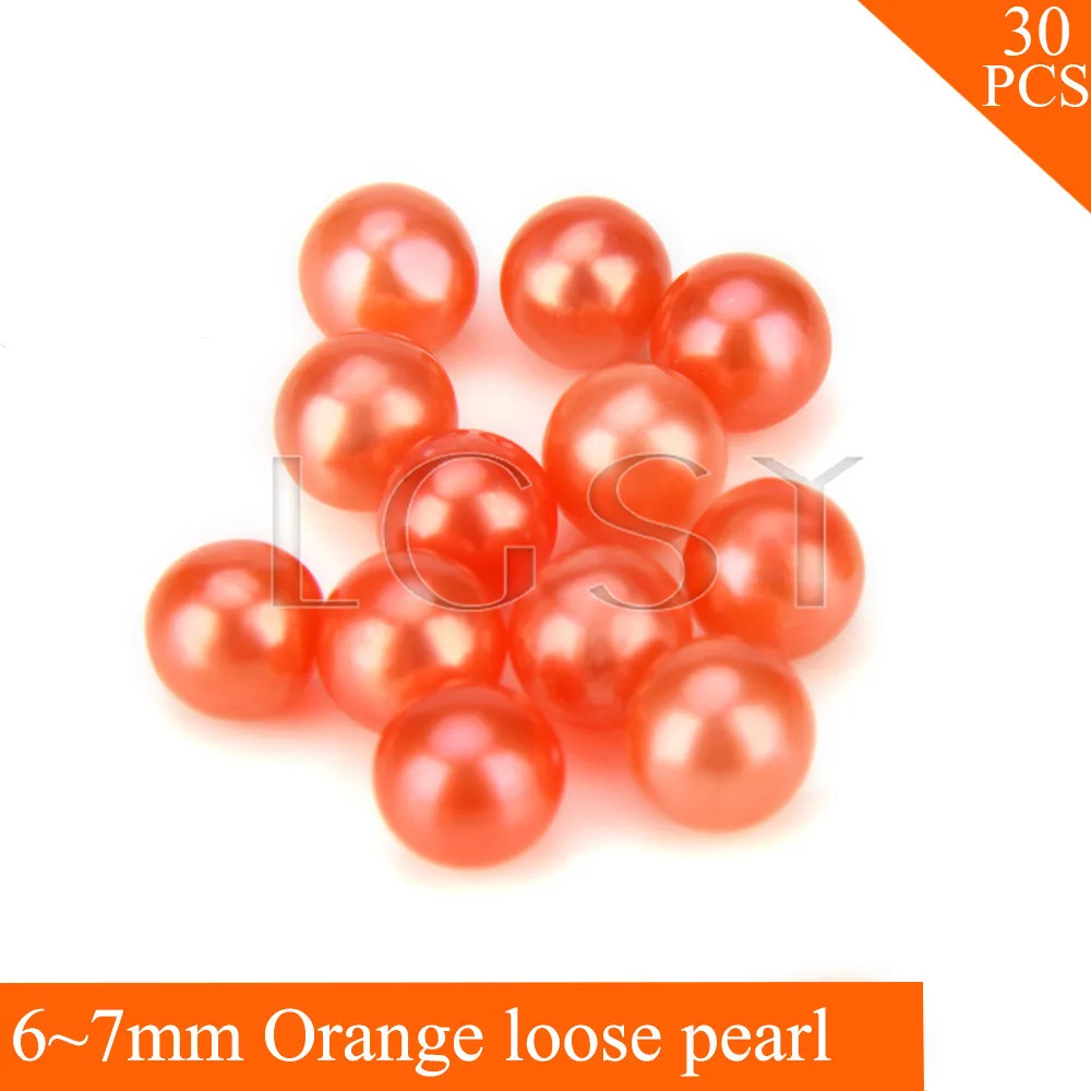

FREE SHIPPING, Halloween 6-7mm AAA Orange saltwater round akoya loose pearls 30pcs for fitting Jewelries