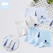Модные Детская одежда Новое поступление для мальчиков вырезом нижнее белье из чистого хлопка удобные трусики с принтом в виде персонажей из мультфильма Нижнее белье для мальчиков 3 шт./кор