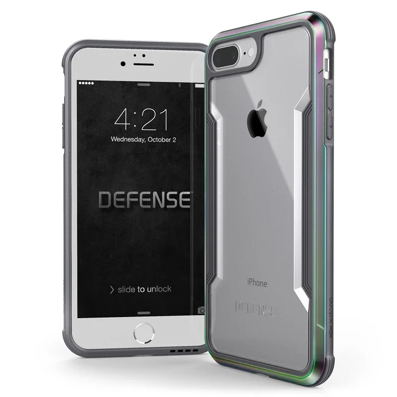 X-Doria Defense Shield чехол для телефона чехол для iPhone 7 8 Plus iPhone 7 Plus армированный военный алюминиевый противоударный металлический жесткий чехол - Цвет: Iridescent