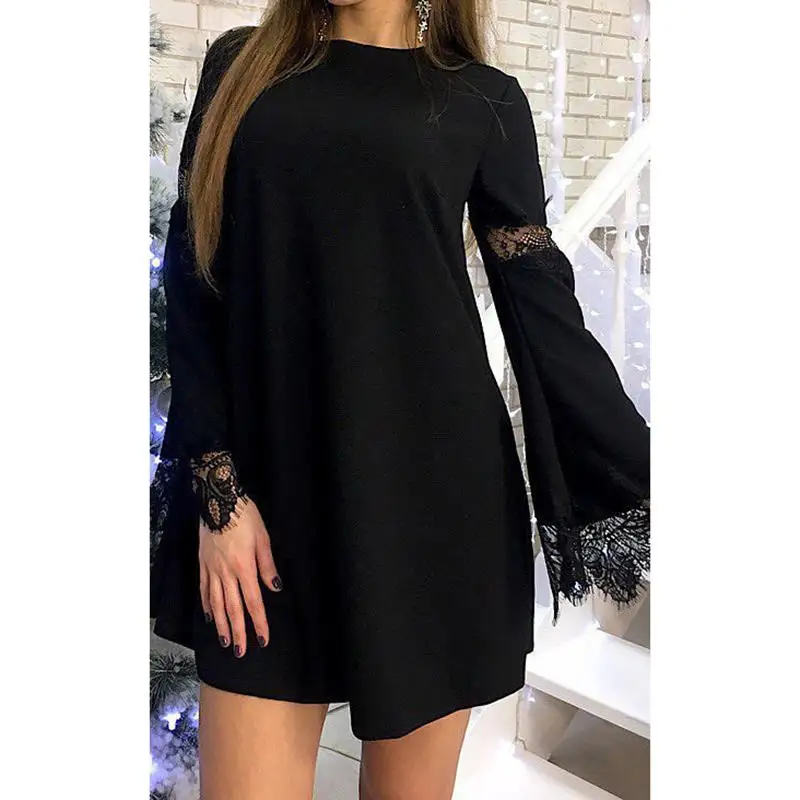 Платье С Кружевными Расклешенными Рукавами Купить