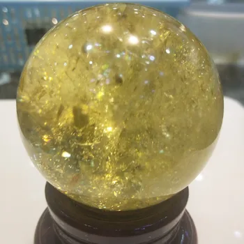 

55mm 1pcs nature citrine yellow crystal quartz gemstone sphere ball reiki healing natural stones and minerals home Decoration