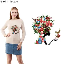 Лидер продаж 3D печатных передачи патчи для футболка ткань куртки индивидуальный дизайн характер женщина стиль прекрасный наклейка клеевая заплатка