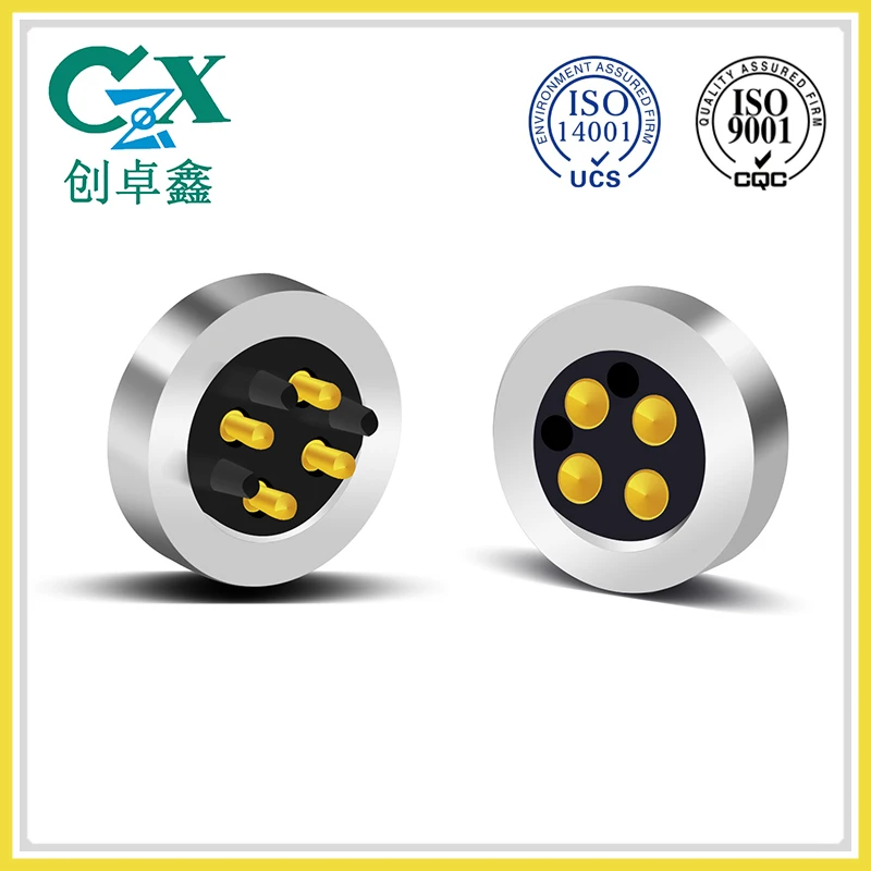 4pin round magnet pogo pin connector male and female 3pcs magnet spring loaded 4pin pogo pin pogo pin connector