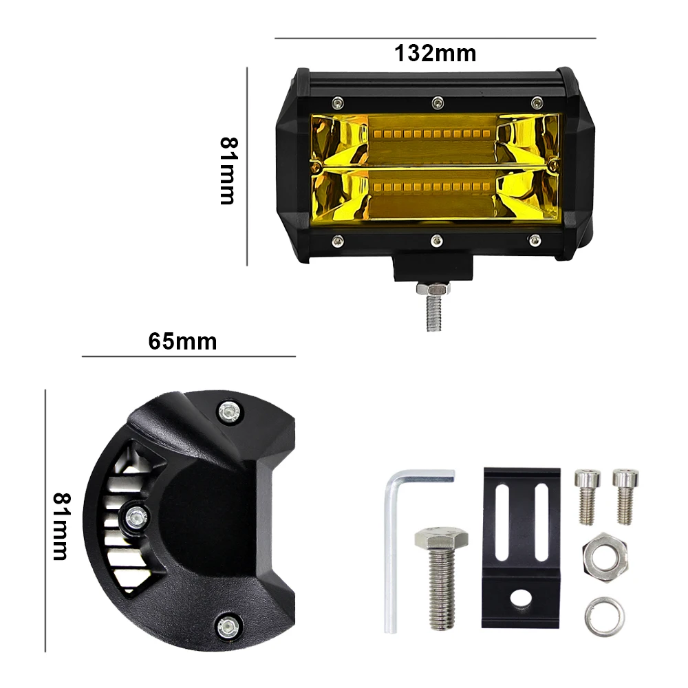 Roadsun Автомобильные светодиодные лампы 12V 6000K 4 5 дюймов 60 Вт 36 Вт 72 Вт белого и желтого цвета светодиодный рабочий светильник бар для рабочий ремонт внедорожный крыша транспортного средства