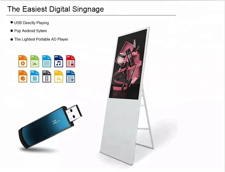  43 inch portable Foldable LCD LED HD digital signage advertising display monitor screen for shop/re