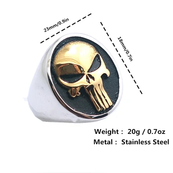 

Mens Boys 316L Stainless Steel Cool The Punisher Ring Newest