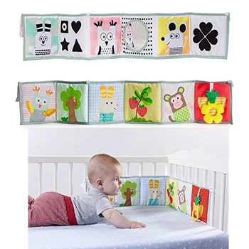 

Baby Soft Rattles Toys Crib Bumper Baby Cloth Book Baby Rattles Knowledge Around Multi-Touch Colorful Bed Bumper Kids Gifts