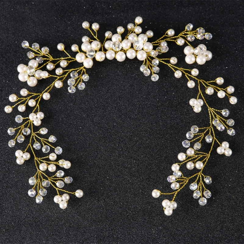 

Faux Pearl Bride Hair Band Crystal Pearl Headwear Women Jewelry Wedding Headband Decoration