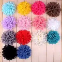 120ピース/ロット4 "14色熱い販売ソリッドバレリーナフラワーレースフラワー用女の子ヘアアクセサリー人工ファブリック花用ヘッドバンド
